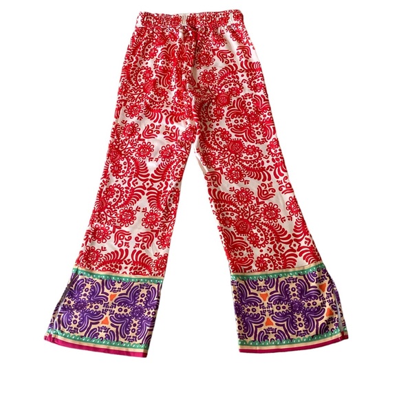 NWT Zara Orange & Purple Printed Wide Flared Leg Pajama Style Pants - S - Picture 7 of 14